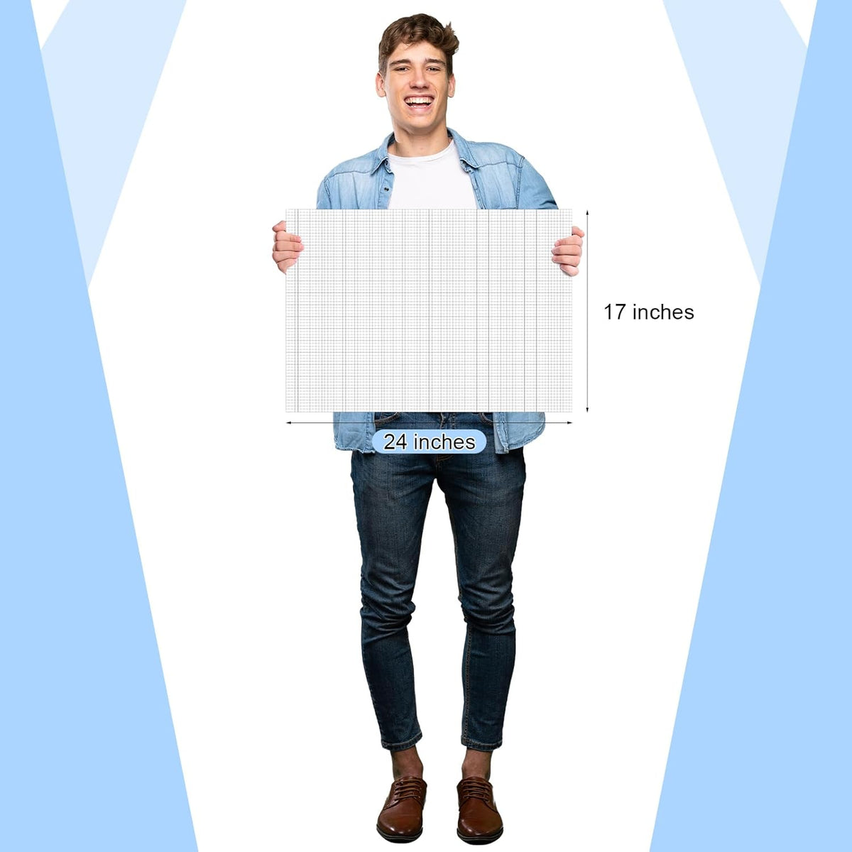 25 Sheet Graph Paper Pad 24" x 17" Large Graph 1" and 1/4" Ruled Grid Paper for Engineer Architect Designer Mathematician Draftsmen Sketch House Commercial Building Plan Drafting(White)