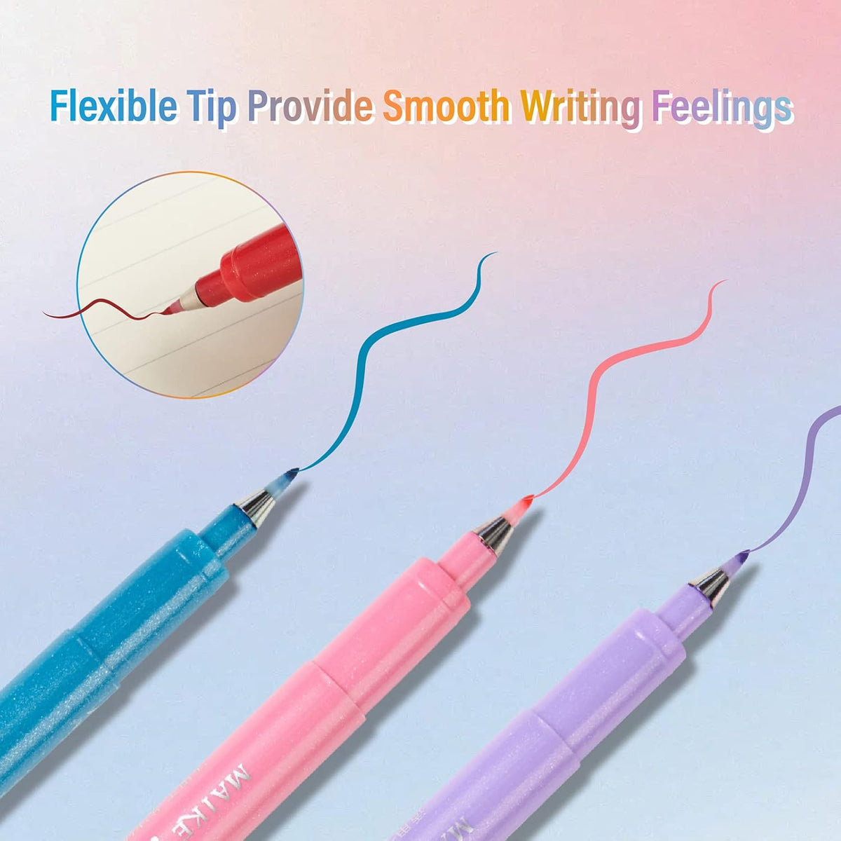 Felt Tip Pens, 15pcs Calligraphy pen Flair Pens Fine Point(0.4mm) Assorted Colors, Sign Brush Pen Art Brush Marker, Journaling Pen Set for Beginners Adult Hand Lettering Calligraphy