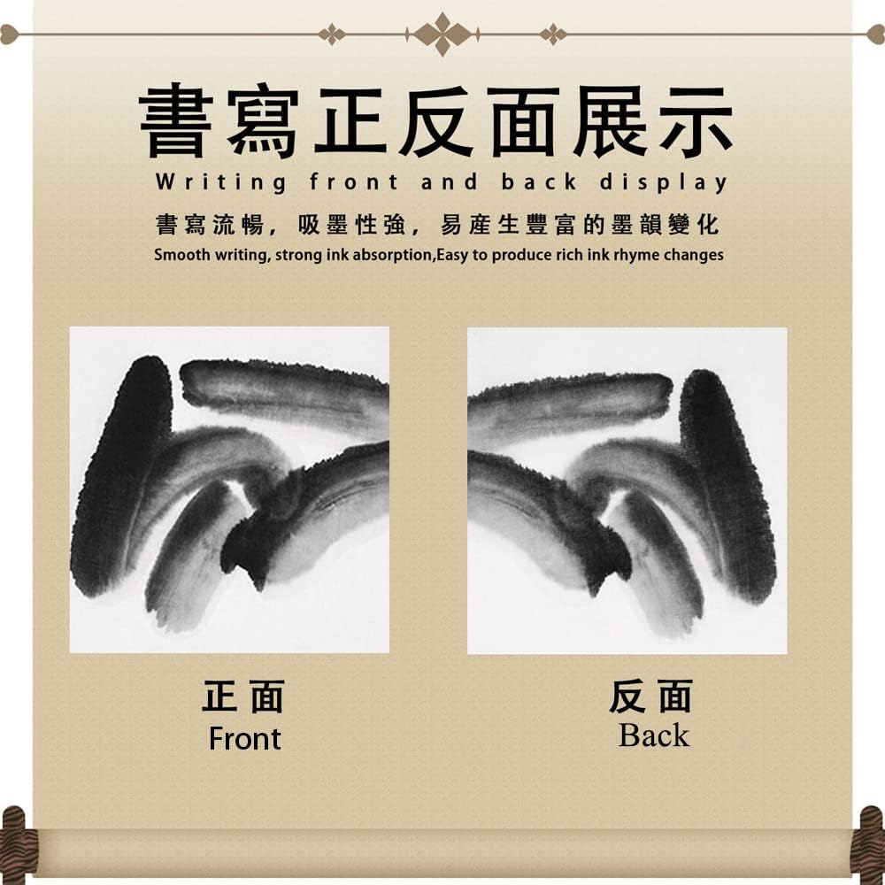 Chinese Blank Xuan Paper Raw, Calligraphy Brush Ink Writing Sumi Rice Paper Without Grids, White Sheng Xuan Paper for Beginner Intermediate Practice Painting Techniques (120 Sheets)