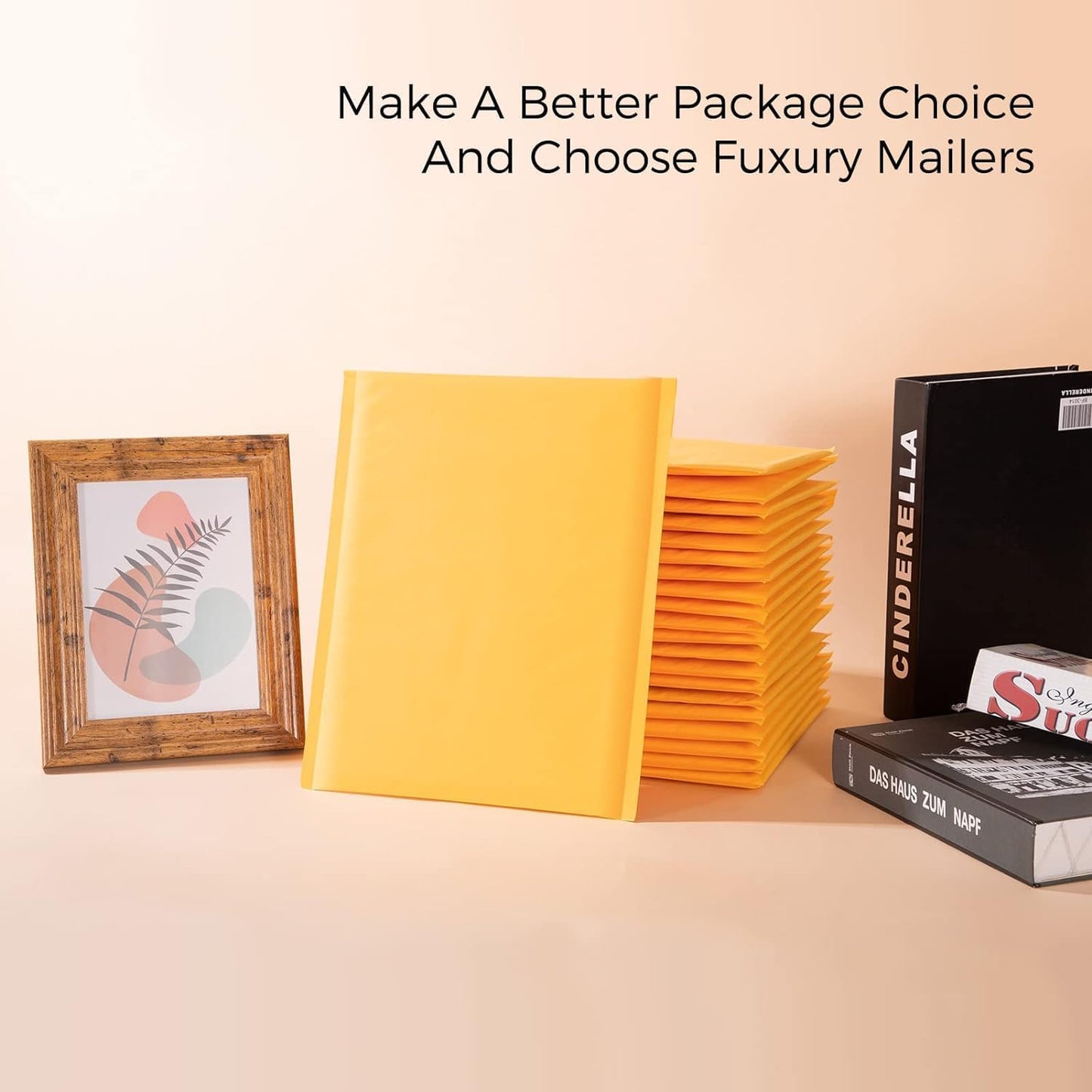 Fuxury Kraft Bubble Mailers 8.5x12 Inch 250 Pack, Strong Adhesion Padded Envelopes Bulk #2,Self Seal Bubble Envelopes, Padded Mailer, Book Mailers Packaging for Small Business,Yellow