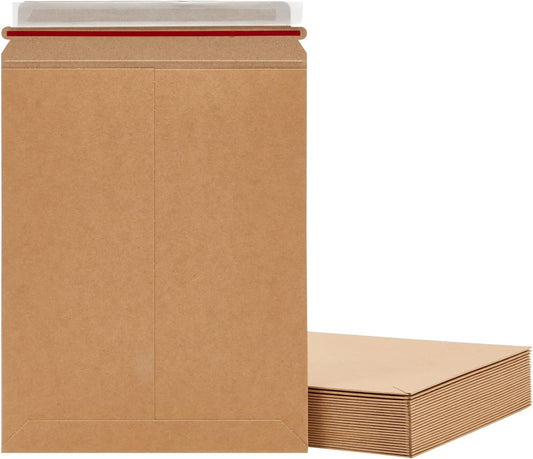 Juvale Comic Book Mailers - 9 x 11.5 in, Kraft Brown, 25-Pack, 450 GSM - Flat Cardboard Comic Mailers with Peel & Seal Closure - Non-Bendable Stay Flat Photo & Document Protection