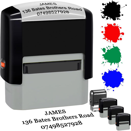 Personalized Stamp Custom Self-Inking Rubber Stamps for Business Customized Return Address with Name Date Up to 3 Lines-38x14mm