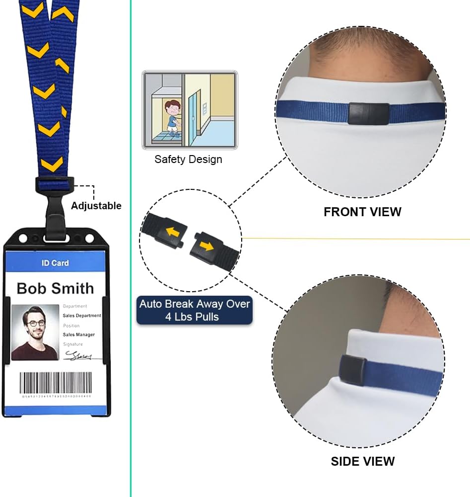 25 Pack Bulk-Polyester Breakaway Lanyards with Plastic No Twist Clip & Safety Breakaway Clasp-Great for Radiology-School Hospital-MRI Safe-Neck Strap I.D. Badge Holders 36” (Blue) by BETOOM
