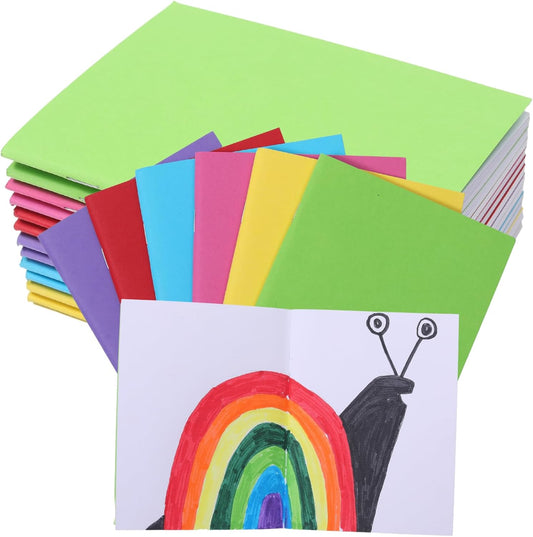 24 Pack Blank Books for Kids to Write Stories, Mini Notebook Bulk Small Unlined Journals for Arts & Crafts, Drawing, Sketching, 24 Sheets/48 Pages (Colorful Covers, 4.3 x 5.6 In)