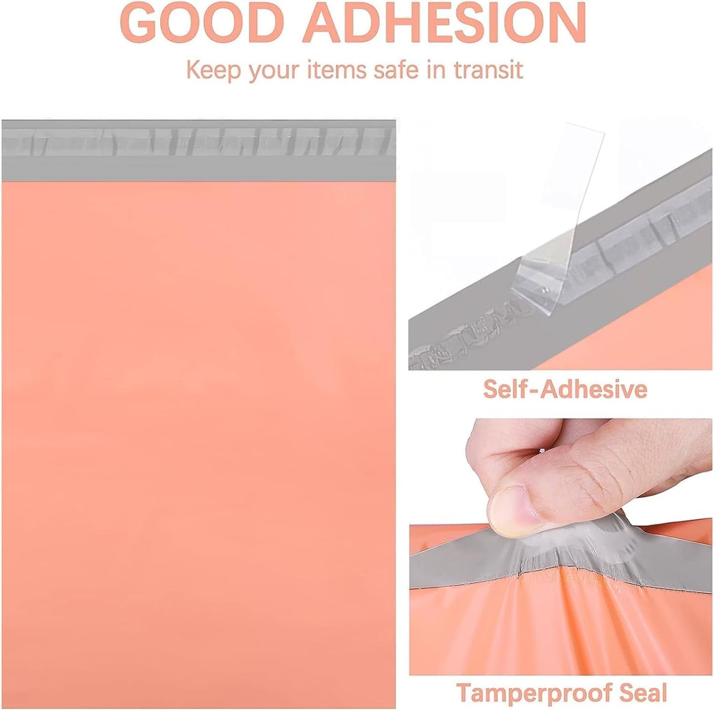 Metronic Poly Mailers 12X15.5 500Pack, Strong Adhesive Shipping Envelopes for Clothing, Waterproof Shipping Bags for Small Businesses, Flexible Mailers Poly Bags, Packages Bags Peach Pink