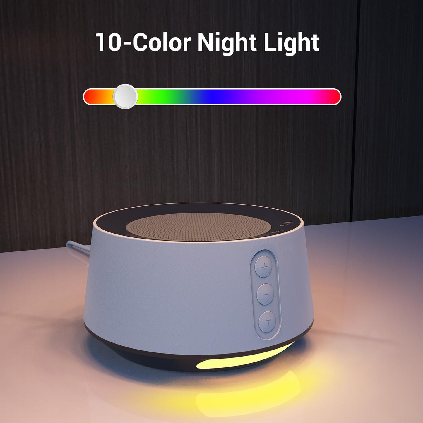 BGOVERSS White Noise Sound Machine with 20 Soothing Sounds, 10 Colors Night Light Sleep Machines Home Office Travel, 5 Timers and Memory Feature Sound Machine for Nursery Baby Kids Adults (Wood)