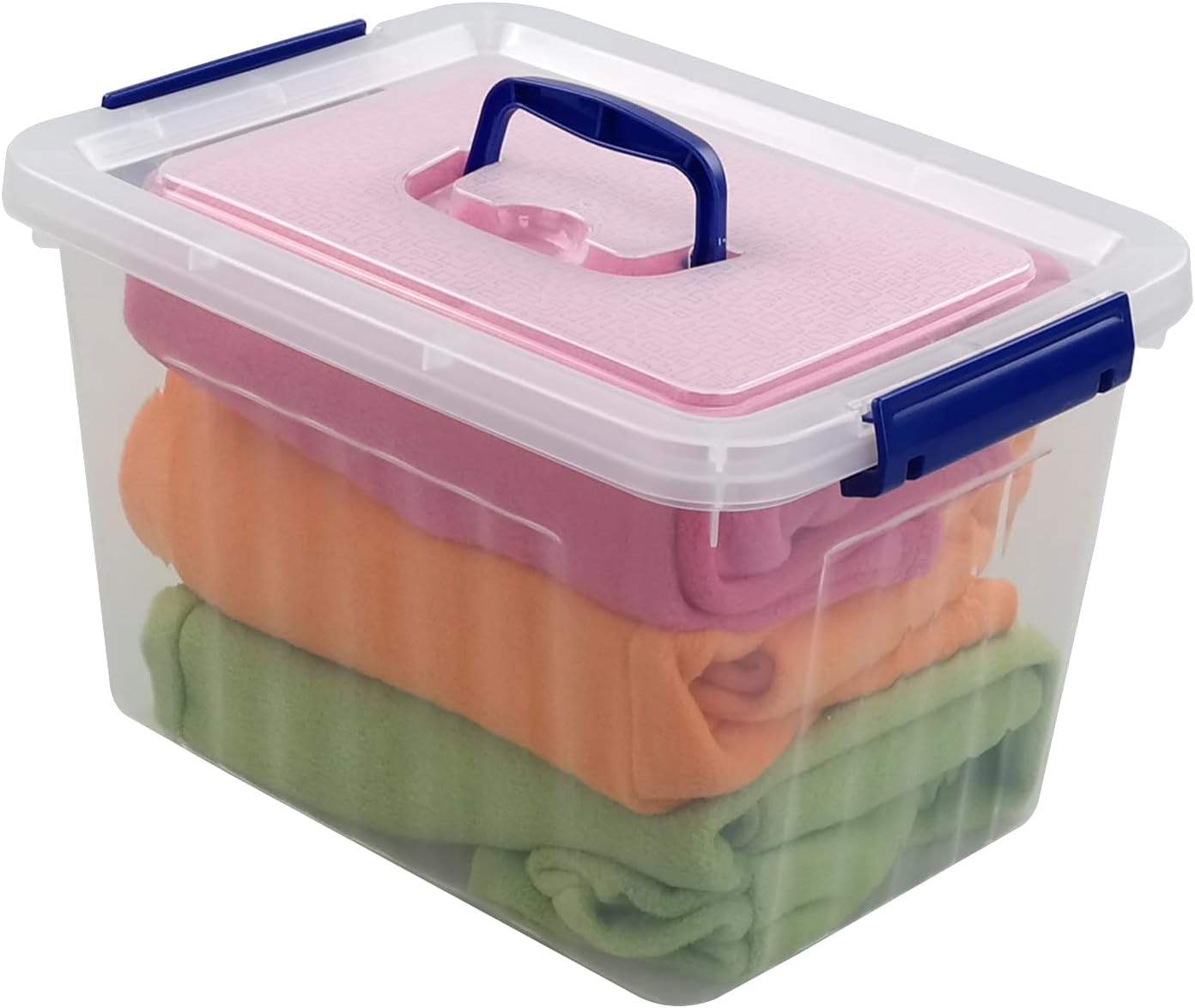 Morcte 10 L Plastic Lidded Storage Bin, Clear Storage Box, Pack of 6
