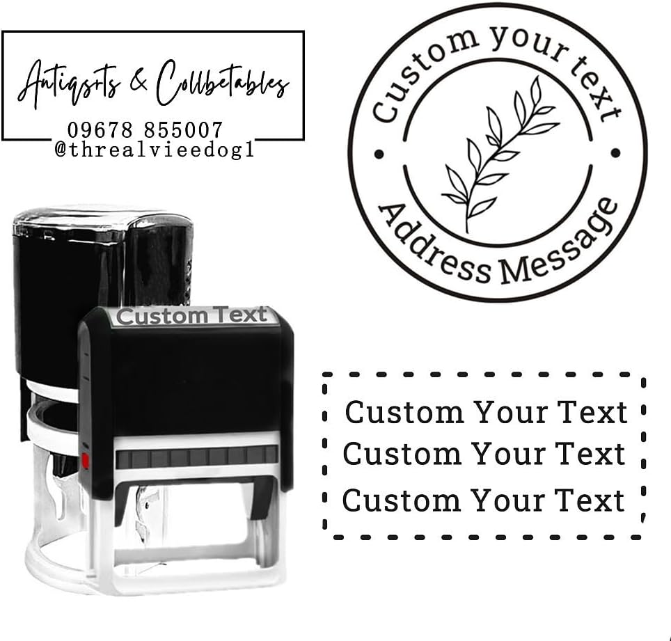 Multi-Size Custom Stamps Self Inking Personalized Logo Name Image Return Address Rubber Stamps for Office Business Personal Use(Round-1inch)