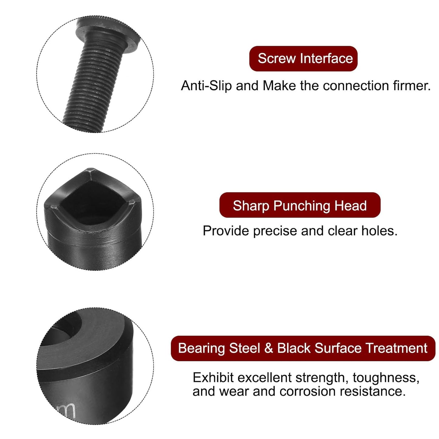 HARFINGTON Sheet Metal Punch Hole Punch 18mm Bearing Steel Precise Cutting Manual Knockout Kit with External Hex Shank for Metal Steel Plate Sink Stainless Steel, Black