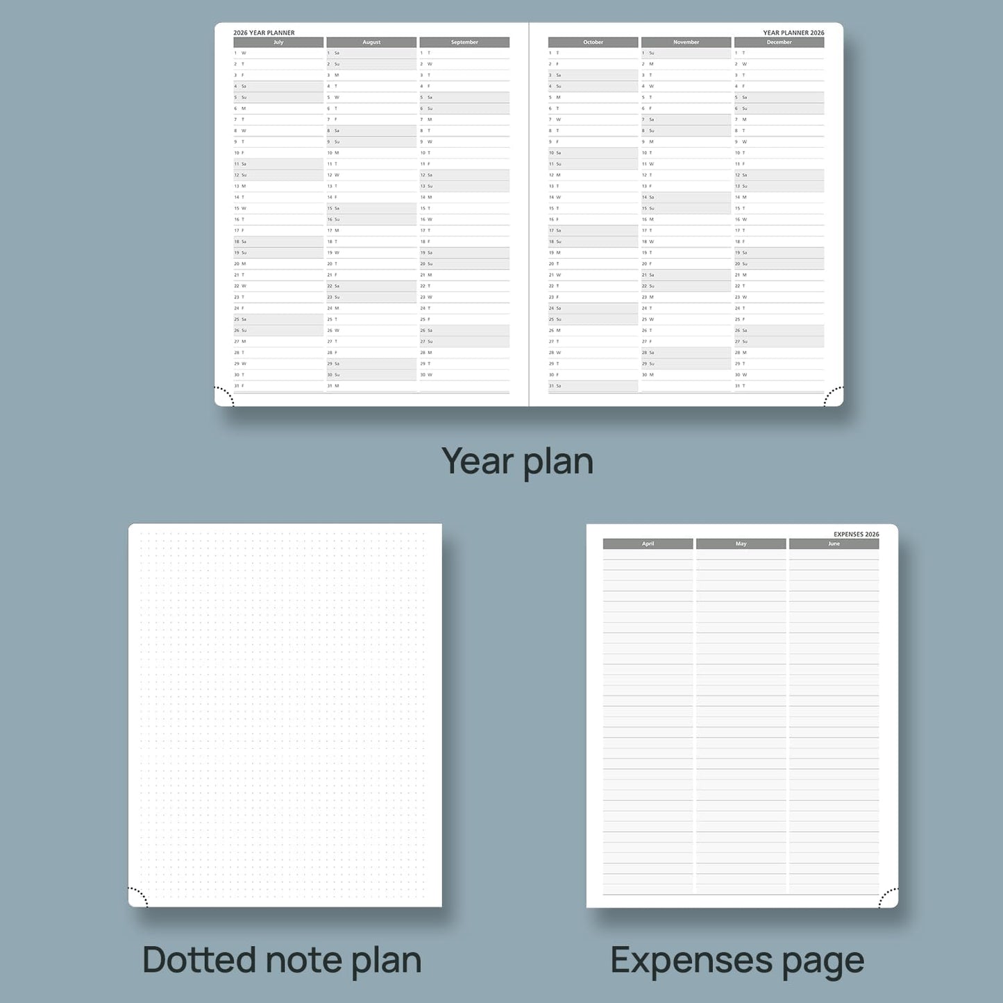 POPRUN 2026 Planner (Large Size 8.5''x 10.5'' Hardcover) - Daily Weekly and Monthly Calendar Agenda 2026 Appointment Book with Hourly Time Slots, Monthly Tabs, 100 GSM - Black