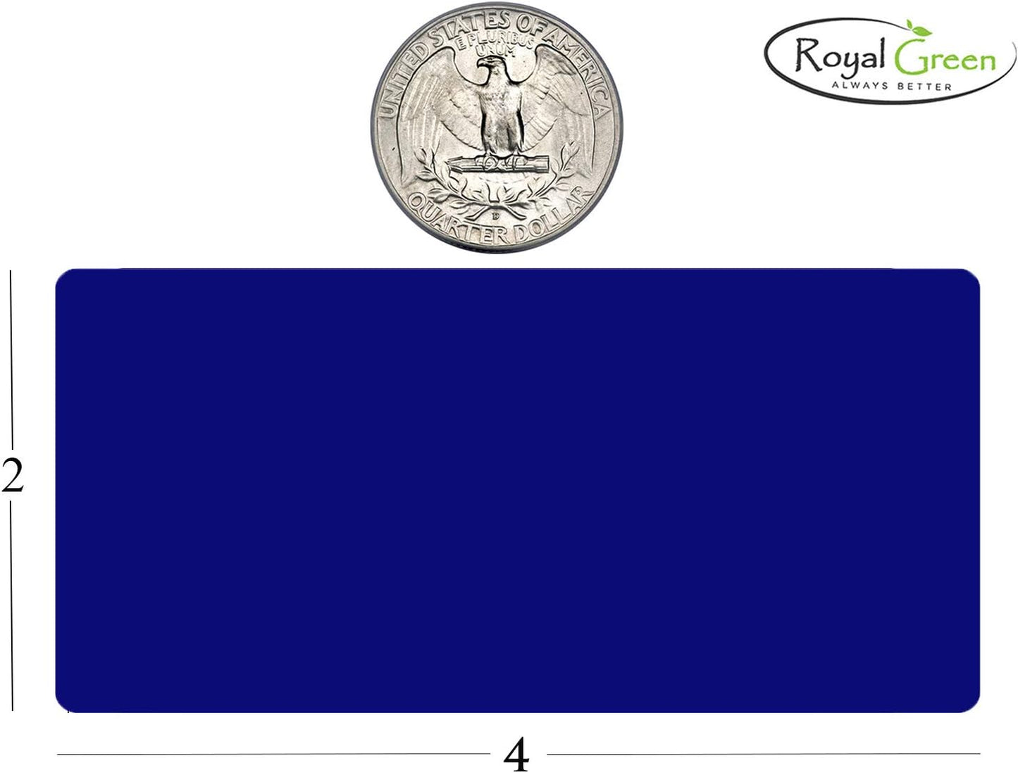 Royal Green Rectangular Labels 4x2 Metallic Silver Sticker Roll (7.5cm x 2.5cm) - 250 Pack