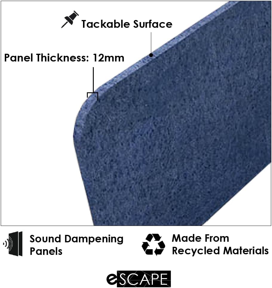 Freestanding Acoustic Desk Divider with Mount | Eco-Friendly Privacy Screen Panel | Noise Reducing Desk Partition | Tackboard Option & Easy to Install | Made from Recycled Plastic | Emerald Green -