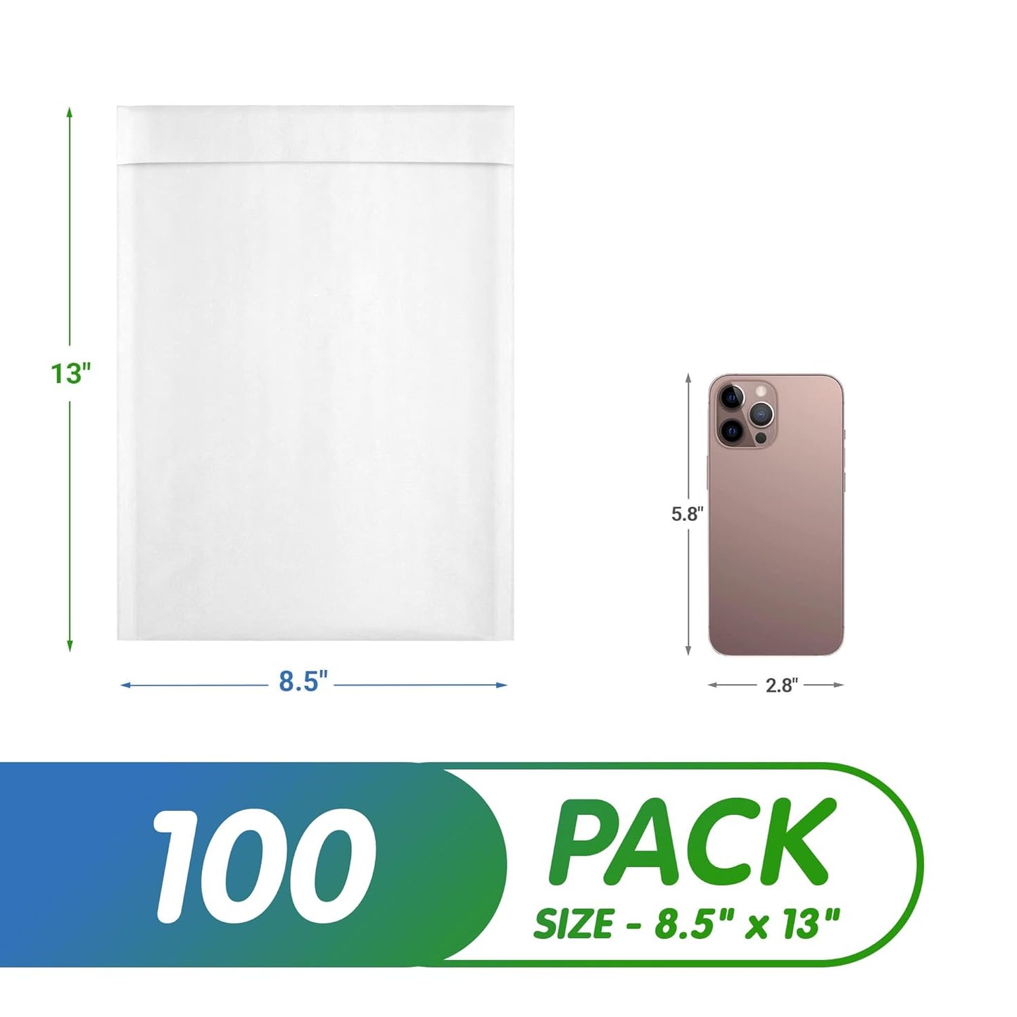 White Kraft Bubble Mailer Envelopes, 8.5 x 13 Inches. 100 Pack Mail Padded Envelopes Self Seal. Waterproof Kraft Bubble Mailers. Tear-Resistant Mailing Envelope Padded. Sturdy Paper Mailer
