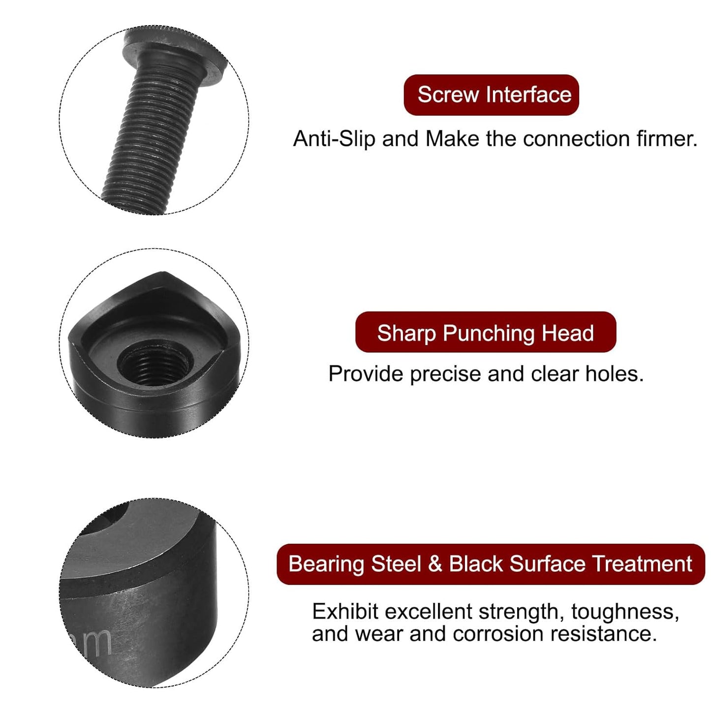 HARFINGTON Sheet Metal Punch Hole Punch 25mm Bearing Steel Precise Cutting Manual Knockout Kit with External Hex Shank for Metal Steel Plate Sink Stainless Steel, Black