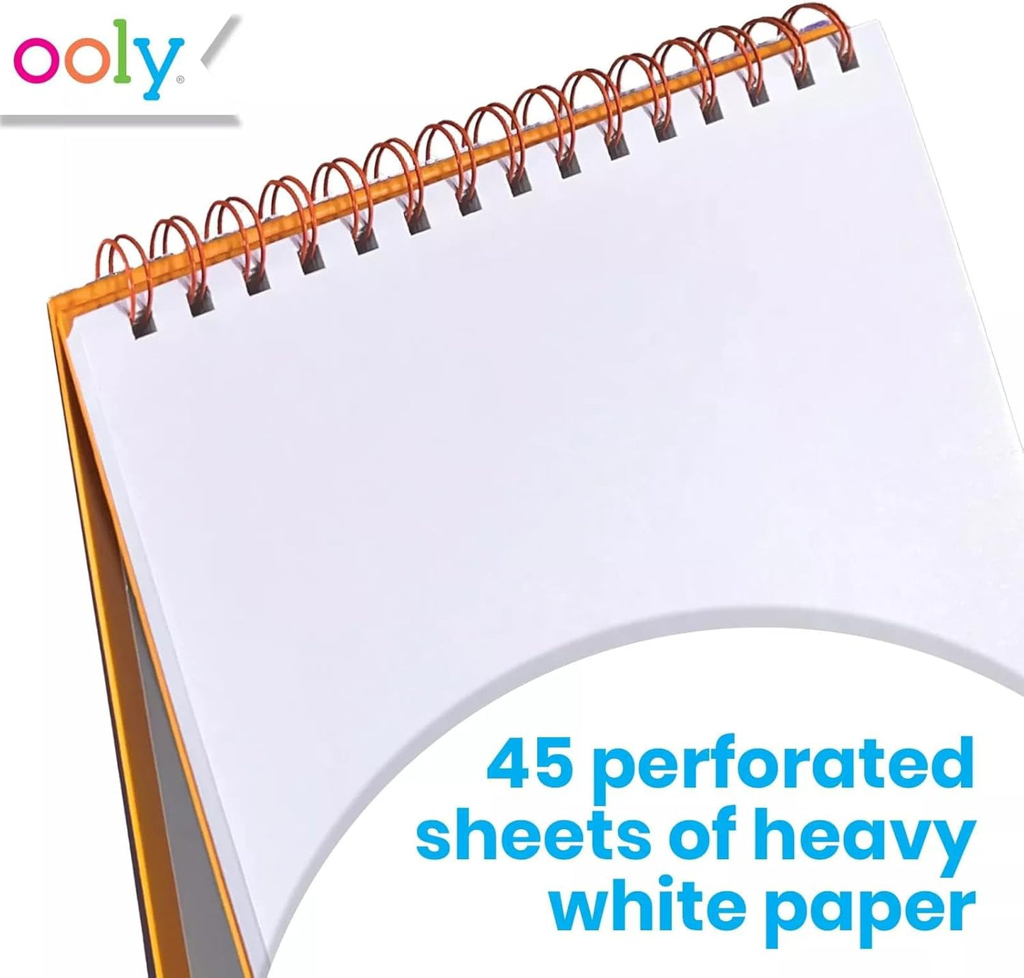 OOLY Sketch and Show Standing Sketchbook with 45 Large 10.5 x 8 Perforated Pages, 120 GSM/ 32lb, Perfect for Markers, Colored Pencils, Back to School Supplies - Pets at Play