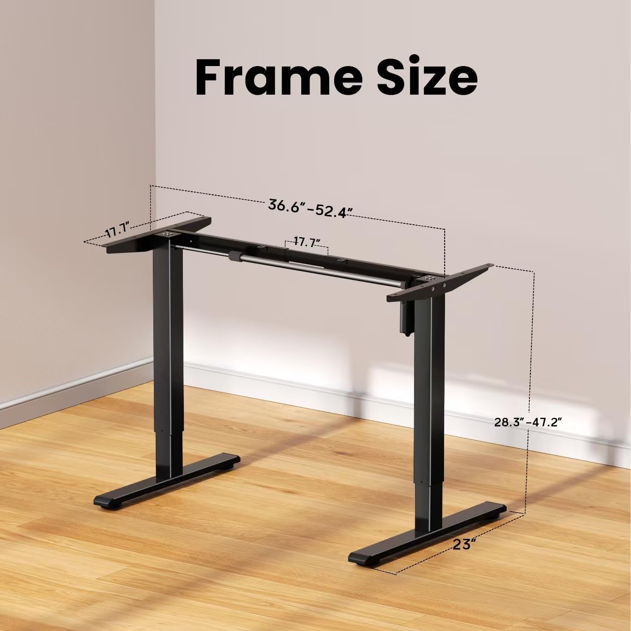 Electric Standing Desk Frame,Memory Controller Height Adjustment,176lbs Weight Capacity,For 37 to 77.5" Desktop,Ergonomic Sit Stand Desk Base for Home Office,Black Frame Only