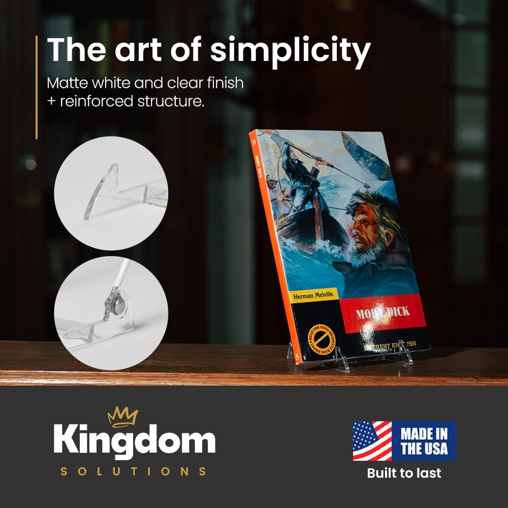 KINGDOM SOLUTIONS MADE IN USA 6-pack Sturdy & Durable Adjustable Acrylic Easels to Display Unnoticeably Plates, Art, Pictures & More - Unique on the Market