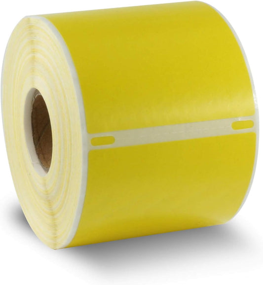 BETCKEY Colored Labels Compatible with Dymo 30857 (2-1/4" x 4") Visitor Name Tag Badge Labels, Compatible for Dymo LabelWriter Thermal 450, 4XL & Zebra Desktop Printers [1 Roll, Yellow]