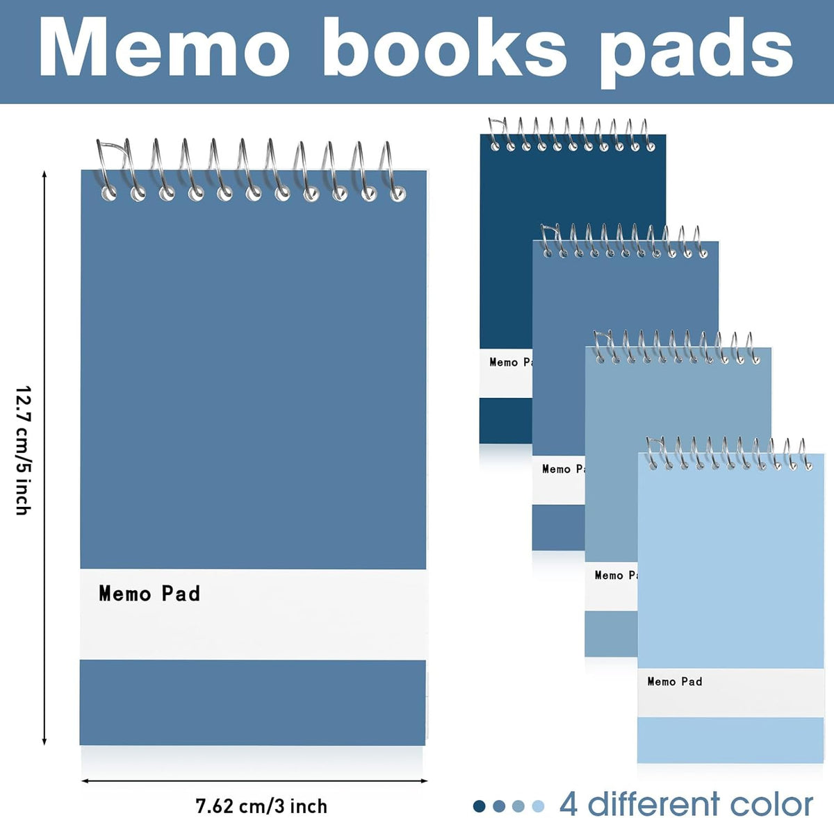 Thenshop 100 Pads Spiral Memo Pads Bulk 3 x 5 Inch Small Pocket Notepad Top Bound Lined 60 Sheets Mini Notebooks for School College Office Home Supplies (Fresh Colors)