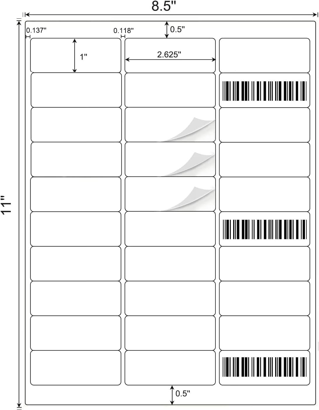 [30 Sheets 900 Labels] BESTIKER Address Labels 1” x 2-5/8” Shipping Mailing Labels 30 per Page Printable FBA Barcode Label, Laser & Inkjet Printer Labels 30up White