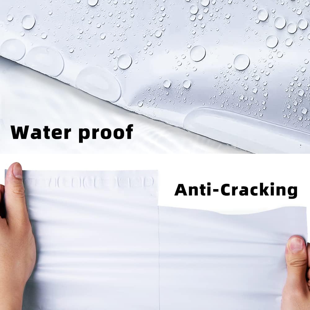 POLYSELLS 1000 pcs 12x15.5 Inches White Poly Mailers Shipping Envelopes, Strong Adhesive Sealing, Waterproof, and Tear-resistant Postal Mailing Bags for Clothing, Books, and Accessories