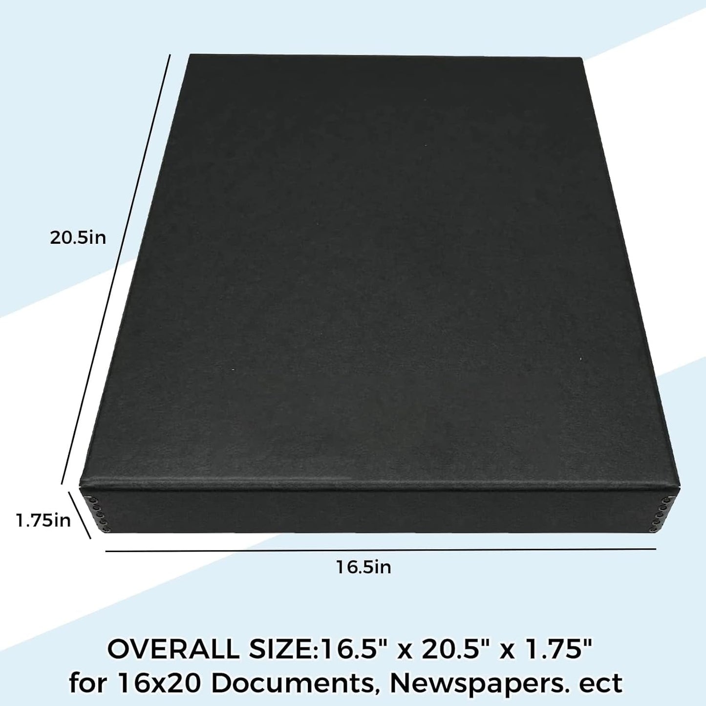 Golden State Art, Archival Folio Storage Box 16x20, Clamshell Design with Metal Edge, Preserve and Store Photos Documents Cards Prints Arts Crafts DIY, Black, Pack of 2