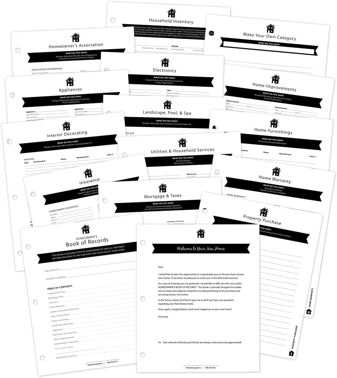 Homeowner's Book of Records Binder, Organize Household Receipts and Home Repair Record Keeping (Navy - 2 Pack)
