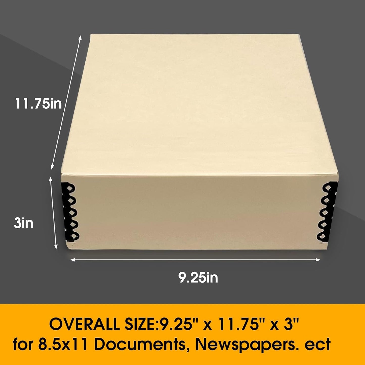 Golden State Art, Archival Storage Box, Acid-Free Drop Front Museum Box with Metal Edge for Storing Artwork Photos Documents Prints Arts And Crafts (Tan-9.25x11.75x3 Inches)