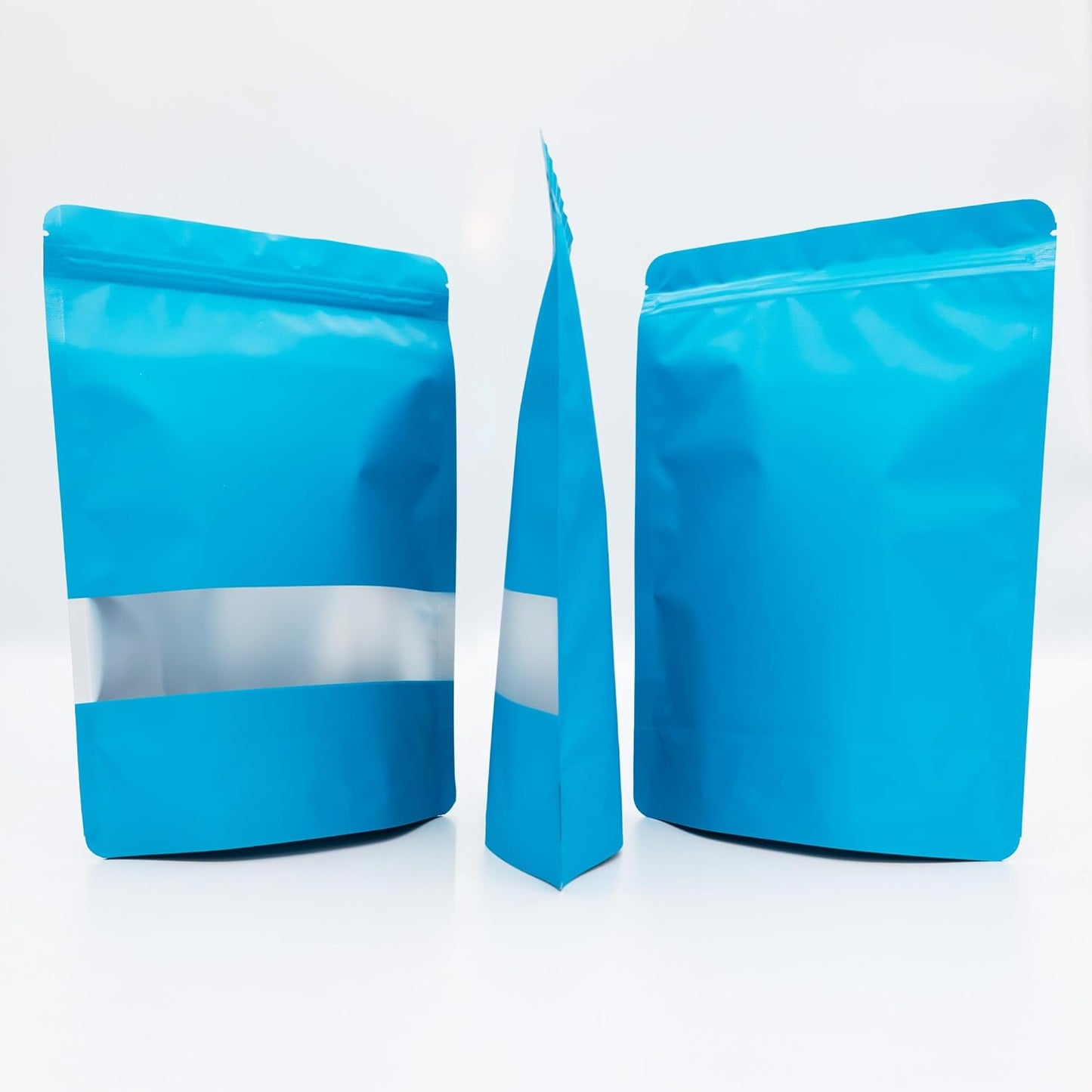 4CP 100 Pcs Blue Zipper Smell Proof Bags with Window, 5.5x7.9 Inch Stand Up Foil Pouches for Food Selfsealing Storage, Reusable Bag for Packaging Small Business, Cookies, Nunt, Candy