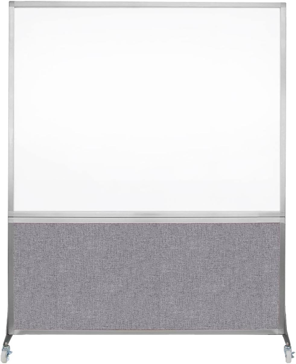 DivideWrite Mobile Whiteboard | Double Sided Dry Erase Board | Portable Office Cubicle Partition | Display for Classrooms, Conference Rooms, Meeting Areas and More | Cloud Gray 5' Wide X 6' Tall