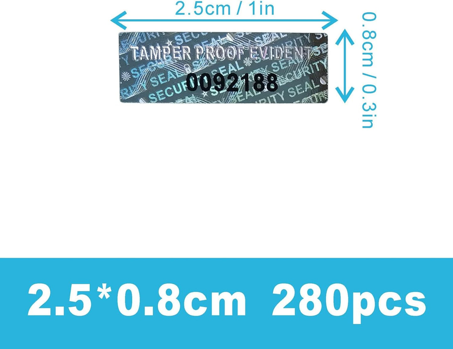 280 Pieces Tamper Proof Evident Stickers Hologram Labels Security Seals Holographic Warranty Void Original Genuine Authentic Sequential Serial Numbering, 0.25 x 1 Inch Silver