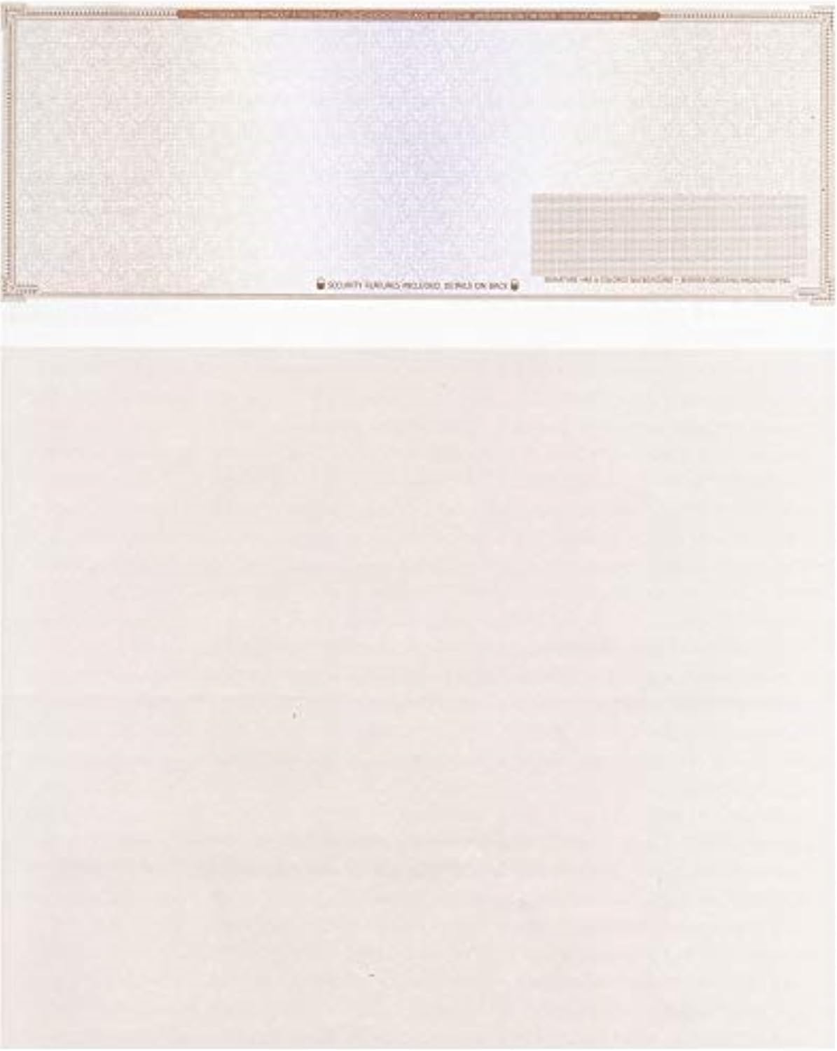 2000 Blank Check Stock - Check on Top Mazed - Paper Weight # 70"High Security" Check Paper Brown Mazed