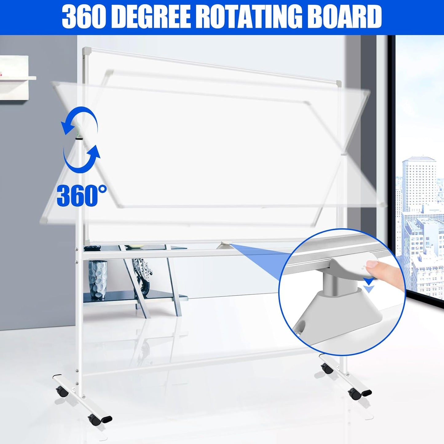 Large Rolling White Boards 60X36, Double-Sided Mobile Magnetic Whiteboard on Wheels, 5' x 3' Whiteboard with Stands, Dry Erase Board with Stand Up White Board for School, Office, Home