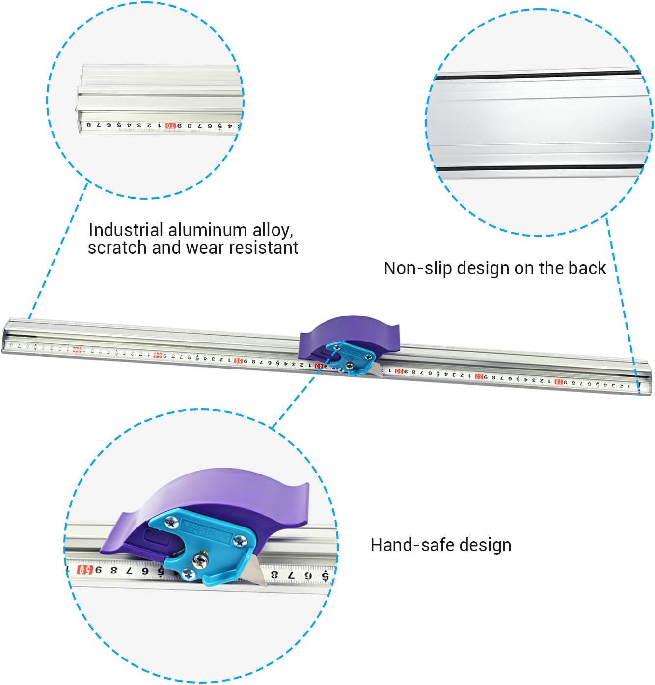 Manual Sliding KT Board Paper Trimmer Cutting Ruler with 27 1/2" Metal Straight Edge Ruler, Suitable for Photo Paper and PVC PET Cutter, 30 Blades