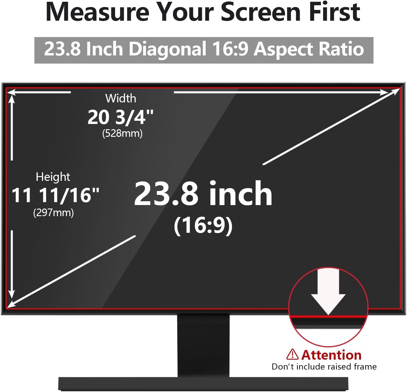 Computer Privacy Screen Protector 23.8 Inch with Hp Dell Acer Asus LG and More, Removable Security Shield Filter for 16:9 Aspect Ratio Monitor Like ViewSonic Sceptre(23.8" Diagonal 16:9 1 Pack)