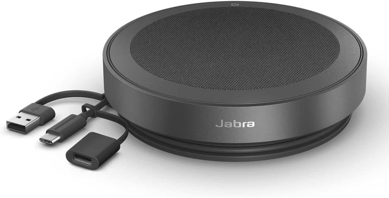 Jabra Speak2 75 (2025 Edition) Wireless Bluetooth Speakerphone - 4 Noise-Cancelling Mics, 65mm Speakers - New Linking Feature - USB-A Dongle - Certified for Zoom and Google Meet - Dark Grey