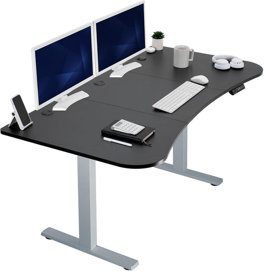 VIVO Electric 63 x 32 in Standing Desk, Memory Height Adjustment, 1B Series, Black Top Gray Frame, DESK-KIT-1G1B