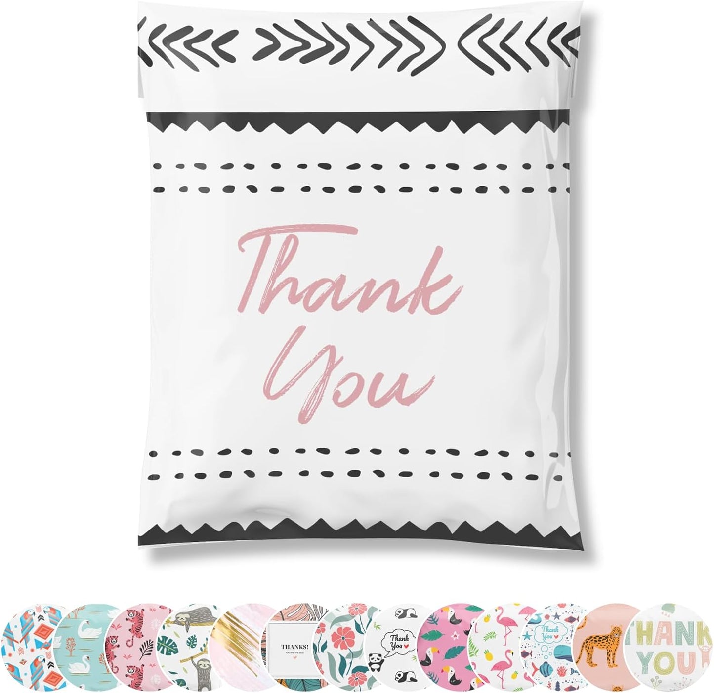 Poly Mailers 12.5x15 50 Pack | Self-Sealing Shipping Bags Envelopes for Small Business | Waterproof Durable Packaging | Thank You | Pink | à la mode Mailers