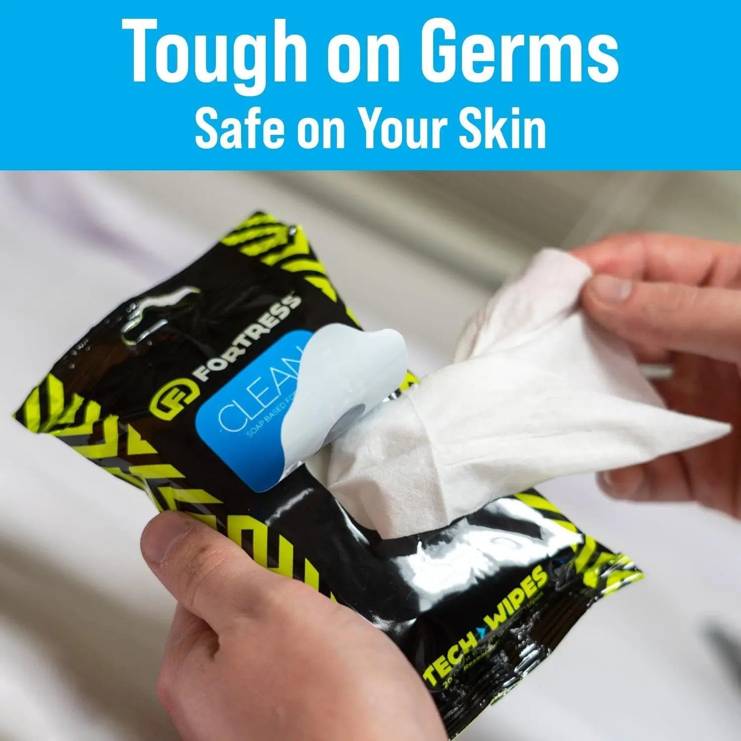 Fortress Electronic Wipes (25 ct, Pack of 12) To-Go Tech Wipes for Screens, Phones, Keyboards, TV Monitors, Computer Screens, and More [Travel Size] Skin-Safe