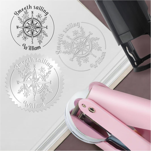 from The Library of Embossers & Stamps Nautical Theme Custom Color Self-Inking Stamp with Your Design Ship Rudder Great for Personalizing Books
