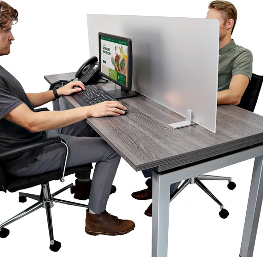 OBEX Acrylic Free Standing Screen, Divider for Desk Privacy Home & Office Partitions for Table Top Workstation, Portable Cubicle Panel for Work, 12" x 24", Frosted