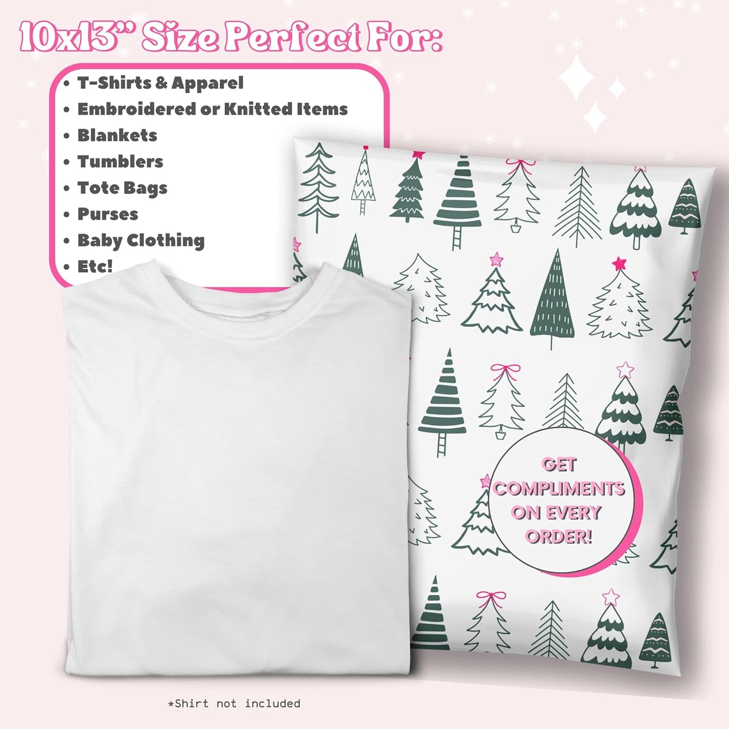 Christmas Poly Mailers 10x13 Holiday Supplies for Small Business Boutique Shipping Envelope for Clothing Cute Designer Shipping Bags - 100 Pack Festive Forest