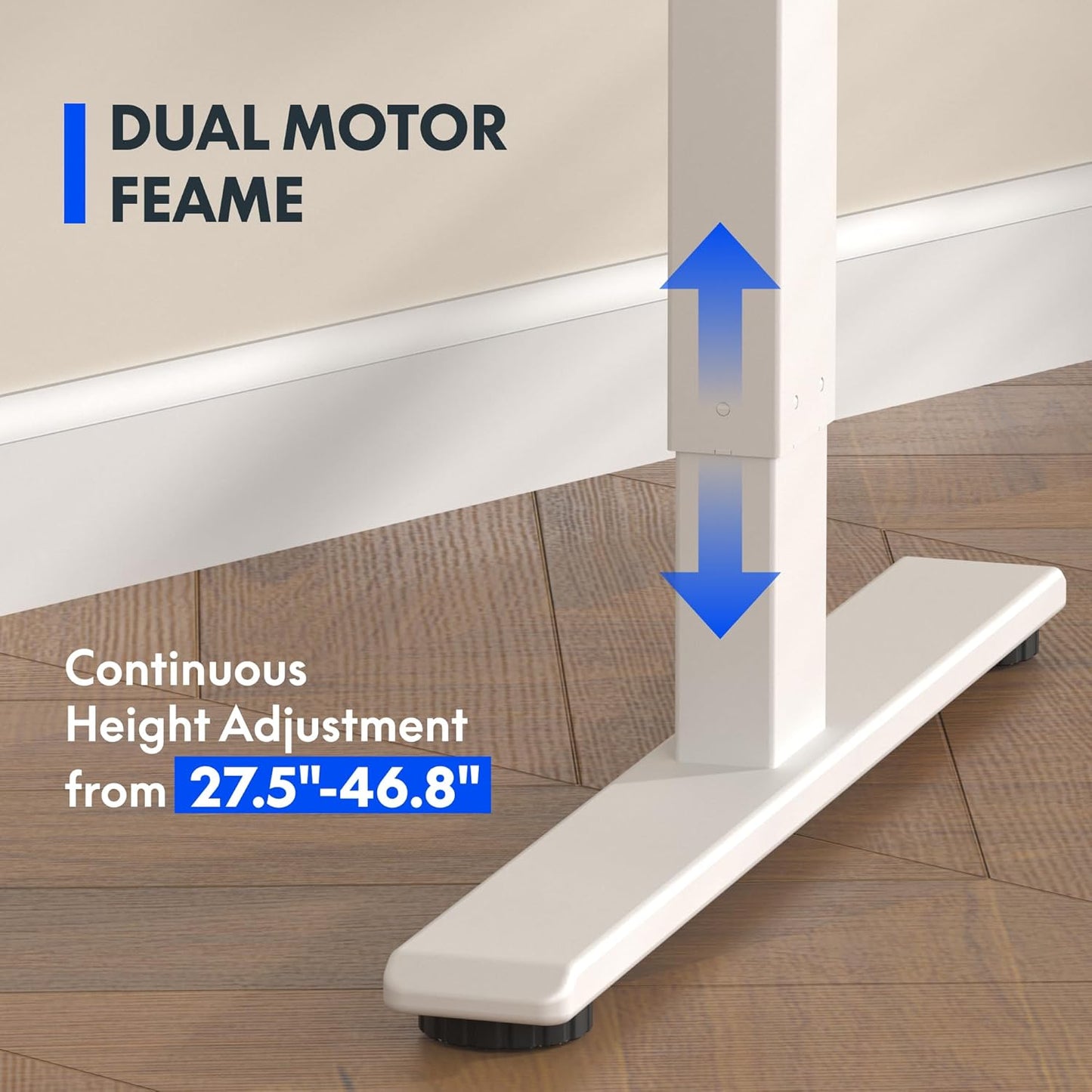 FLEXISPOT E3 Dual Motor Electric Standing Desk 48x24 Inch Whole-Piece Board Height Adjustable Electric Sit Stand Desk (Black Frame + White Desktop, 2 Packages)
