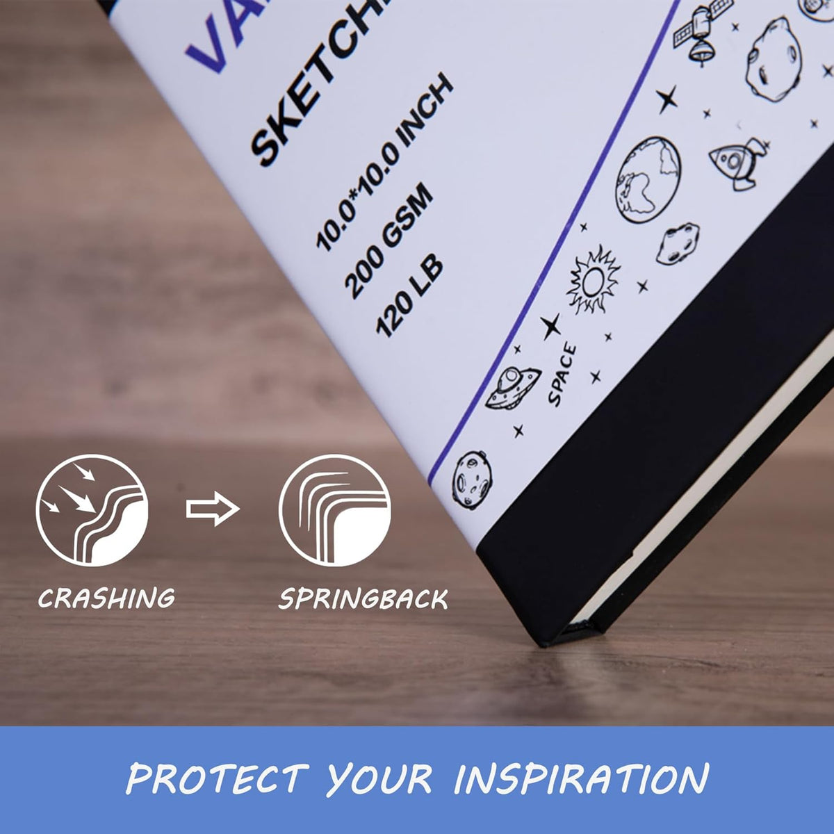 VANRTTO Hardcover Square Sketch Book, 120lb/200GSM Sketchbook Thick Drawing Paper for Marker Watercolor Mixed Media, Drawing Notebook, Art Journal, 60 Sheets/120 Pages 4.5x4.5 Inch Sketch Pad 2 Pack