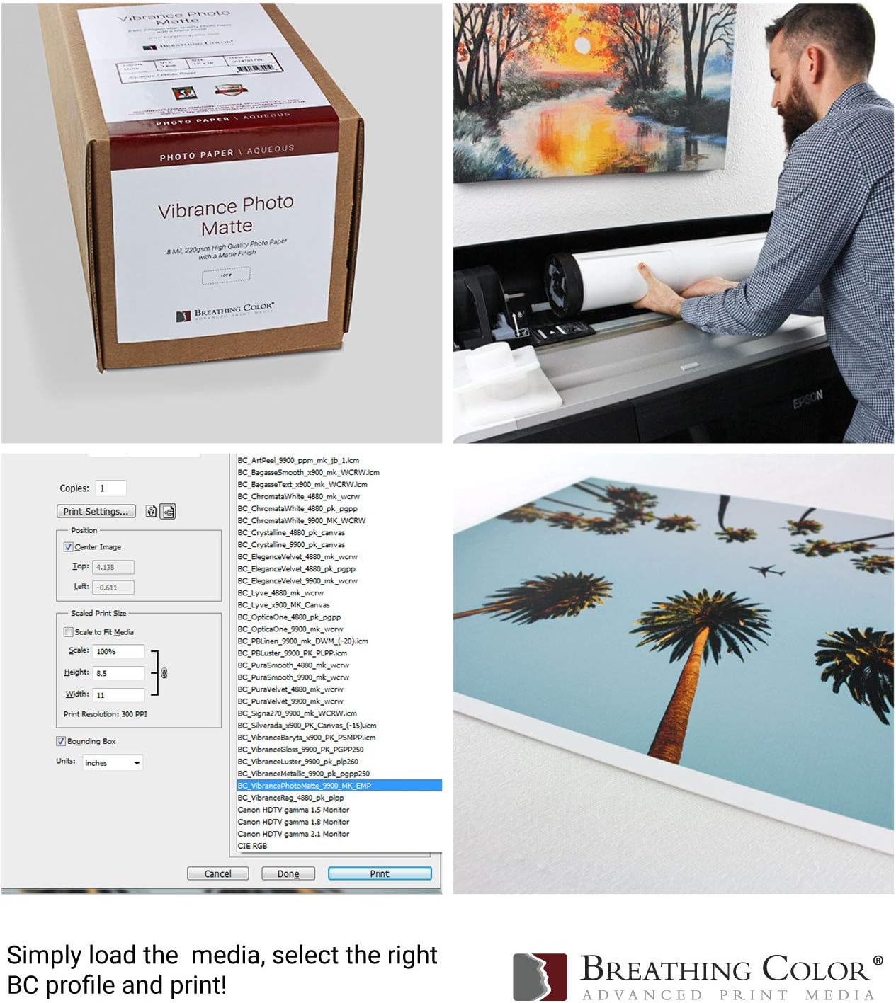 Vibrance Matte Photo Printer Paper 12 mil 230 gsm Matte Finish Premium Photo Paper Roll on 3in Core 17 inches x 10 ft Works with Most Inkjet Printer Professional Makes and Models Like Epson Canon HP