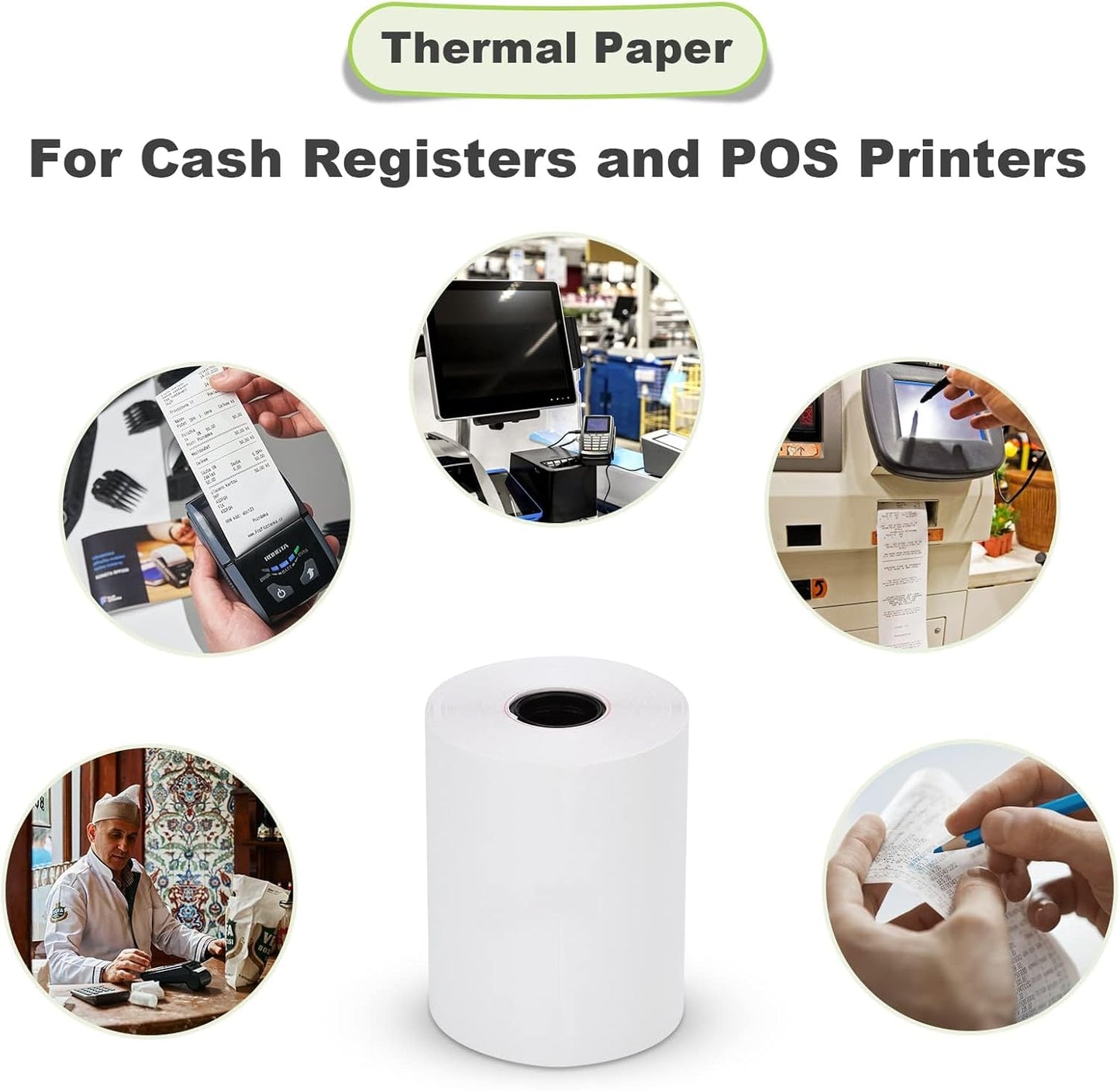 MFLABEL 2 1/4" x 50' Thermal Receipt Papers, 10 Rolls per Carton, 48g Weight, Biodegradable, Coated, POS Cash Register Paper