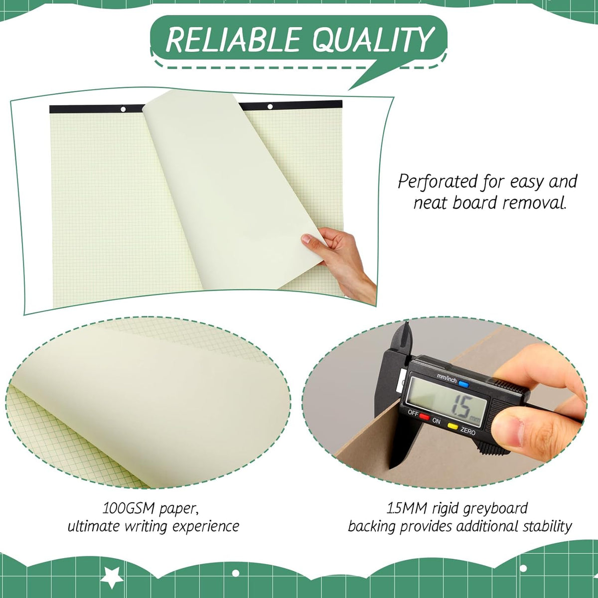 Fainne Large Engineering Graph Paper Pad 22''x17'' Landscape 4" x 4"Grid Pad Giant Drafting Sketching Graph Paper for Engineer Architect Designer Mathematician Draftsman(Beige and Green)