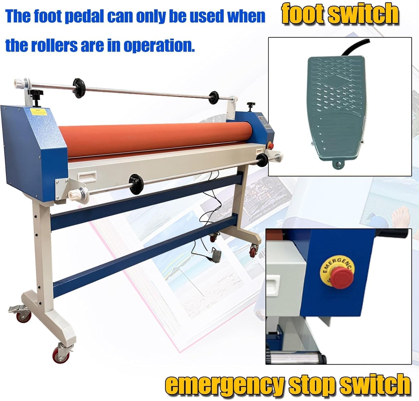 TECHTONGDA 51in Stand Wide Format Cold Laminator, Electric and Manual Cold Laminating and Mounting Machine, Vinyl Photo Film Cold Laminator with Foot Switch