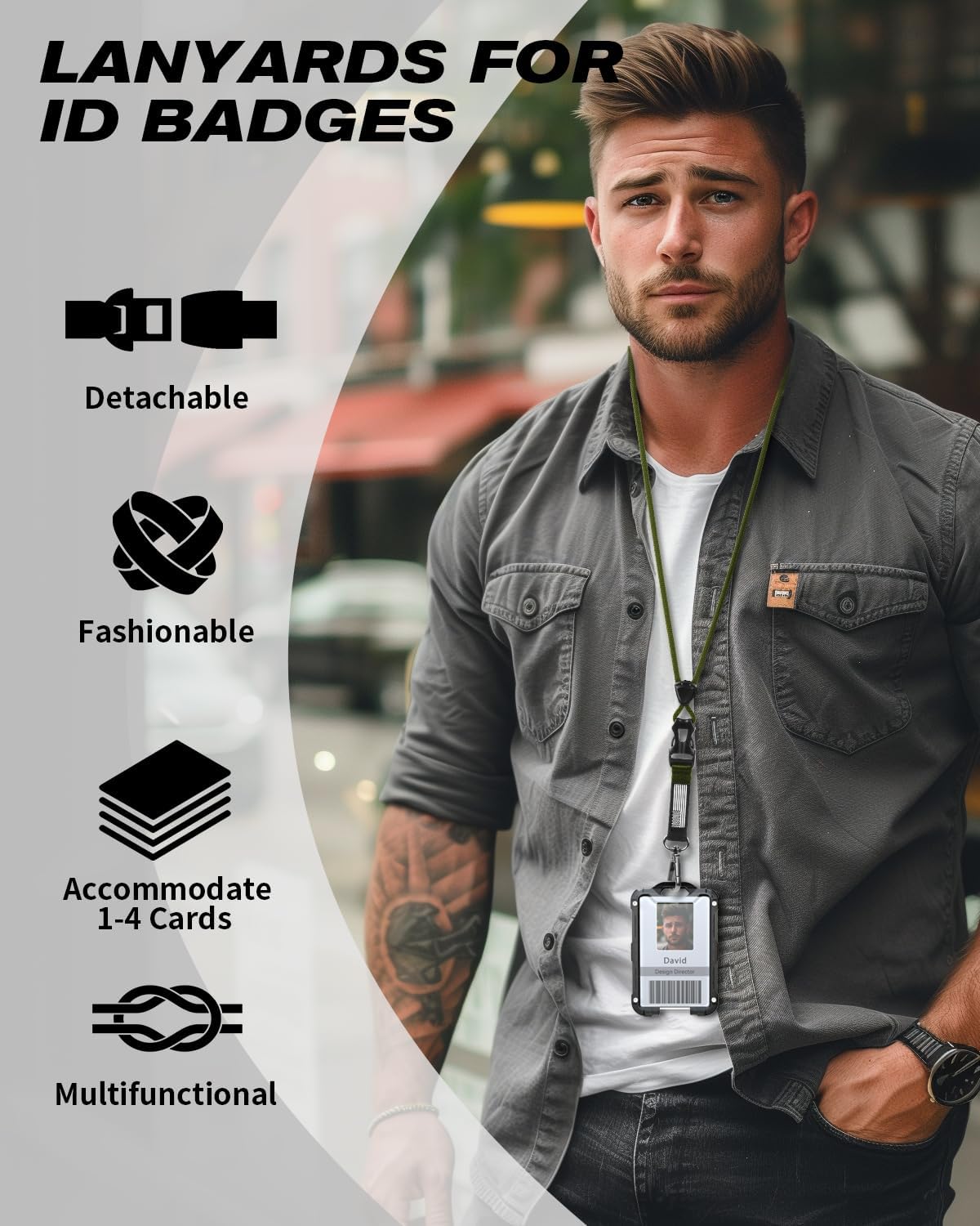LIUGX Badge Holder with Heavy Duty Breakaway Lanyard, Carbon Fiber-Texture, Durable ID Card Holder (Holds 6 Cards) with Quick Release Detachable Buckle, Metal Clip, American Flag