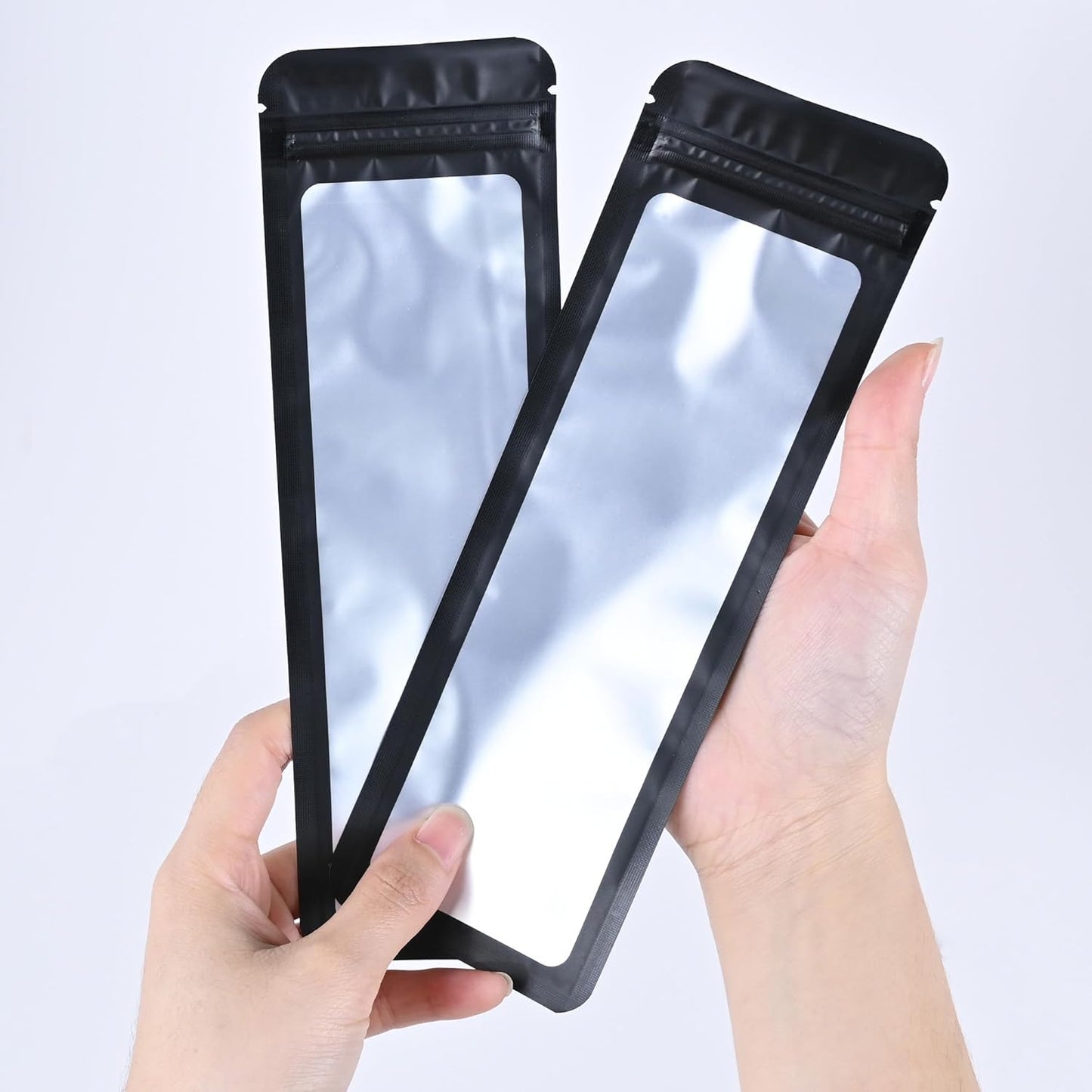 Resealable Mylar Pouch Pen Bags Great for Office Home Party Favor Food Storage Cookies Sample Jewelry Snack (100PCS, Black Color, 2.7 x 9 inch)